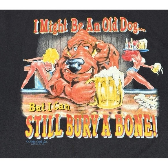VTG I Might Be An Old Dog But I Can Still Bury A Bone Tshirt XXL Humor 80s CLEAN - Picture 5 of 16